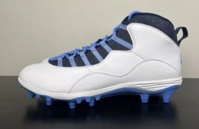 Pre-owned Jordan Size 15 Air  10 Superbad North Carolina Tar Heels Pe Football Cleats In Blue