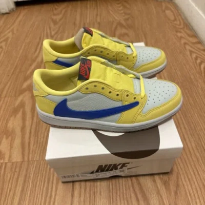 Pre-owned Jordan Size 6.5 - Travis Scott X Air  1 Retro Og Sp Low Canary W In Yellow