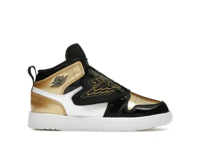 Pre-owned Jordan Sky  1 Mid Sneakers In Black/metallic Gold/white