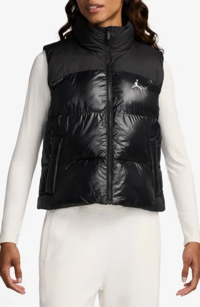 Jordan Solid Core Puffer Vest In Black/white
