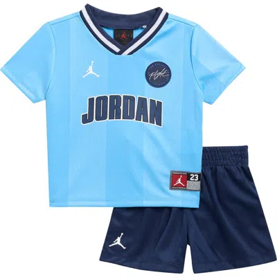 Jordan Babies'  Sport Jersey & Mesh Shorts Set In Blue