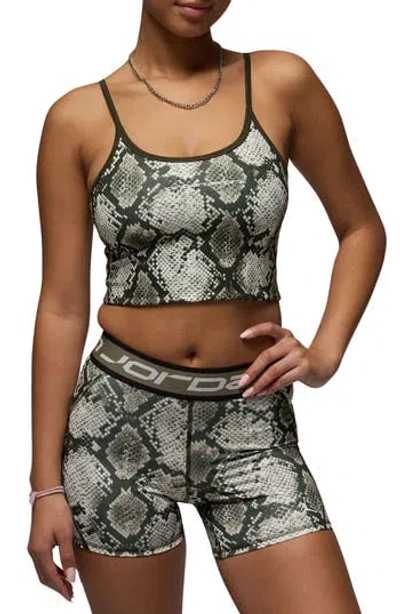 Jordan Sport Snake Print Crop Tank In Green