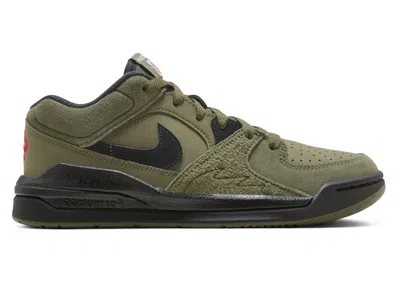 Pre-owned Jordan Stadium 90 Black Sneakers In Medium Olive/university Red/sail