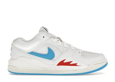 Pre-owned Jordan Stadium 90 Dark Powder Blue (women's) Sneakers In White/sail/gym Red