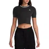 Jordan Stripe Crewneck Crop Top In Black/white