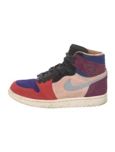 Pre-owned Jordan Suede Colorblock Pattern Wedge Sneakers In Purple