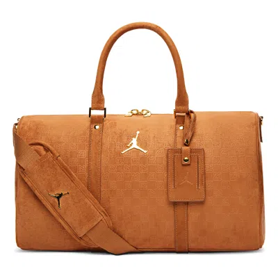 Jordan Suede Monogram Duffel 25l 'cognac' In Orange