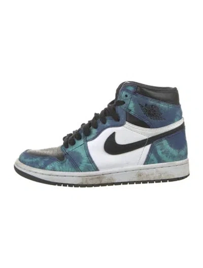 Pre-owned Jordan Suede Tie-dye Print Athletic Sneakers In Blue