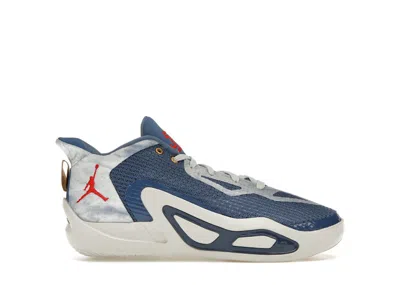 Pre-owned Jordan Tatum 1 Denim Sneakers In Stone Blue/university Red/mystic Navy