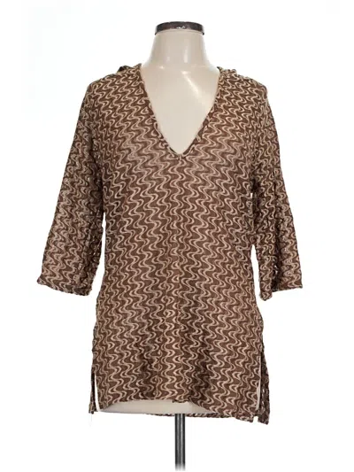Pre-owned Jordan Taylor 3/4 Sleeve Blouse In Gold