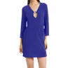 Jordan Taylor 3/4 Sleeve Keyhole Dress In Blue In Blue