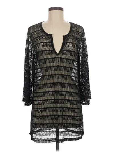 Pre-owned Jordan Taylor 3/4 Sleeve Top Black Plunge Neckline Tops