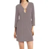 Jordan Taylor Quintessential 3/4 Sleeve Keyhole Cover-up Dress In Brown In Brown