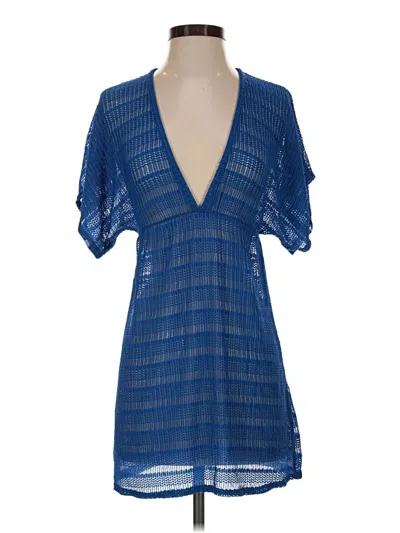 Pre-owned Jordan Taylor Short Sleeve Blouse In Blue