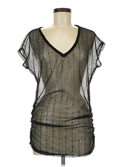 Pre-owned Jordan Taylor Short Sleeve Top Black Plunge Neckline Tops