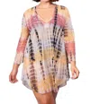 Jordan Taylor V-neck Bell Sleeve Tie Dye Tunic In Multi In Multi