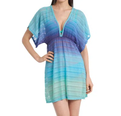 Jordan Taylor V-neck Textured Tunic Cover Up In Blue In Multi