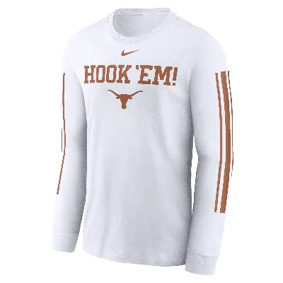 Jordan Texas Longhorns Local Spirit Slogan  Men's College Long-sleeve T-shirt In White