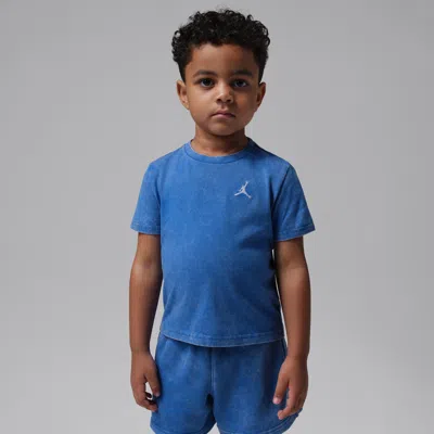 Jordan Babies' Toddler Air Embroidered Acid Wash T-shirt In Blue