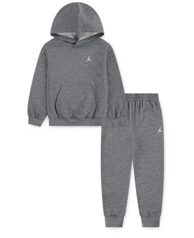 Jordan Kids' Toddler And Little Boys 2-piece Brooklyn Fleece Pullover Hoodie And Pants Set In Gray