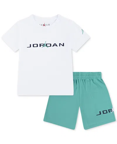 Jordan Kids' Toddler Boys 2-piece Mj Baseline Mesh Shorts And T-shirt Set In Washed Teal