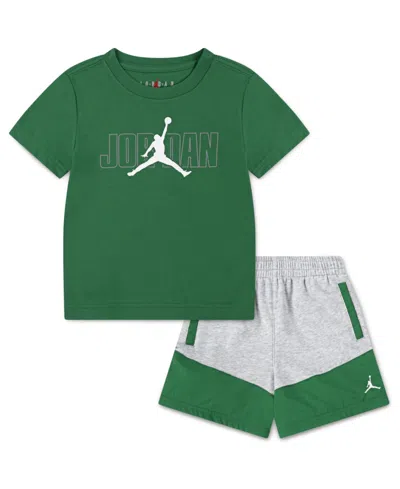 Jordan Babies' Toddler Boys 2-piece Stacked Mixed Shorts And T-shirt Set In Light Gray Heather