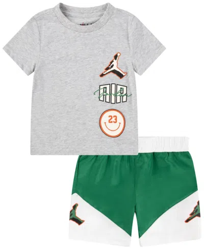 Jordan Babies' Toddler Boys 2-piece Stacked Play Shorts And T-shirt Set In Pine Green