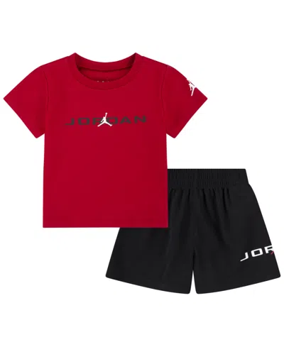 Jordan Babies' Toddler Boys 2-piece T-shirt And Mj Baseline Mesh Shorts Set In Red