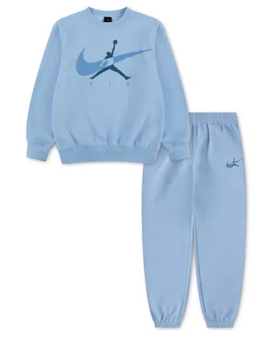 Jordan Babies' Toddler Boys' 2t-4t Logo Fleece Sweatshirt And Joggers, 2-piece Set In Blue