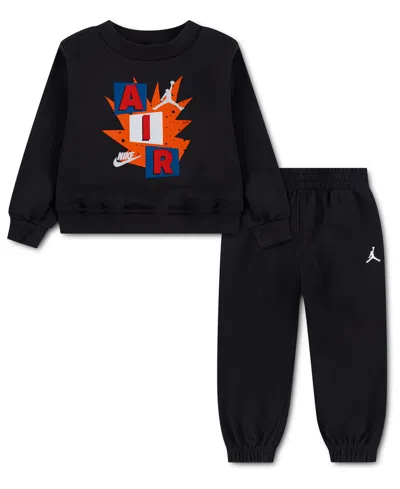 Jordan Babies' Toddler Boys' 2t-4t Logo Graphic Sweatshirt And Joggers, 2-piece Set In Black