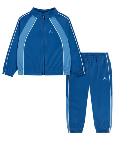 Jordan Babies' Toddler Boys' 2t-4t Tricot Color Piping Long-sleeve Jacket And Pants, 2-piece Set In Blue