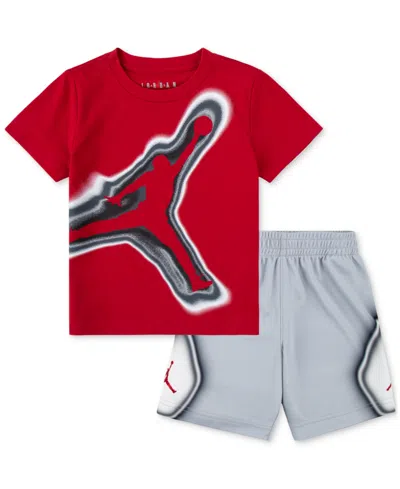 Jordan Kids' Toddler Boys Air Heat Map Graphic T-shirt & Mesh Shorts, 2 Piece Set In Wolf Gray