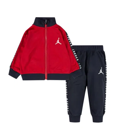 Jordan Babies' Toddler Boys Air Tricot Jacket And Pants, 2 Piece Set In Black,gym Red