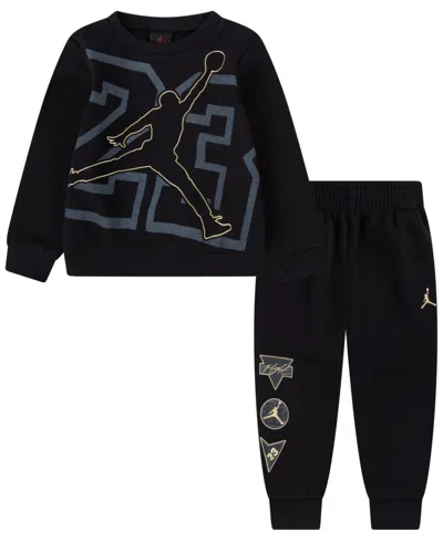 Jordan Babies' Toddler Boys "see Me Shine" Crew And Pants 2-piece Set In Black