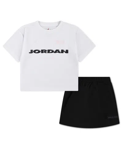 Jordan Babies' Toddler Girls' 2t-4t Crafted Crewneck T-shirt And Utility Skort, 2-piece Set In Multi