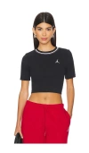 Jordan Stripe Crewneck Crop Top In Black & White