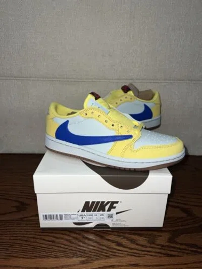 Pre-owned Jordan Travis Scott X Air  1 Retro Og Sp Low Canary Dz4137-700 Us Size 7.5w/6m✅ In Yellow