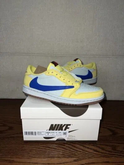 Pre-owned Jordan Travis Scott X Air  1 Retro Og Sp Low Canary Dz4137-700 Us Size 7w/5.5m✅ In Yellow