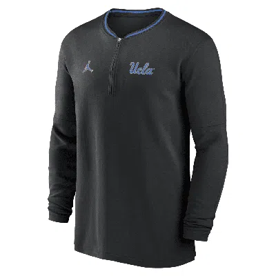 Jordan Men's Black Ucla Bruins 2024 Sideline Coach Performance Half-zip Long Sleeve Top In Black,light Blue
