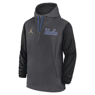 Jordan Men's Ucla Bruins Sideline Pre-game Player  College 1/2-zip Hooded Jacket In Grey