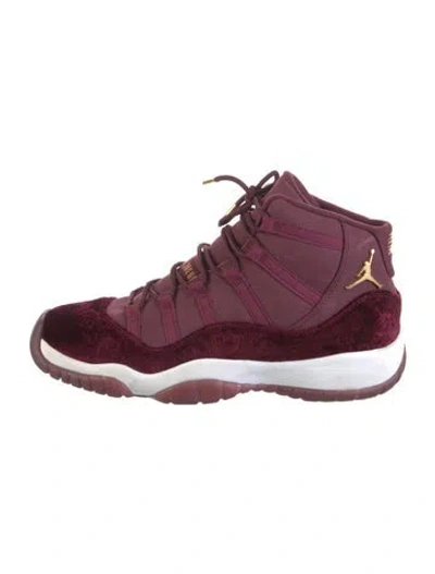Pre-owned Jordan Velvet Wedge Sneakers In Red