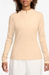 Jordan Waffle Texture Long Sleeve Half Zip Top In Neutral