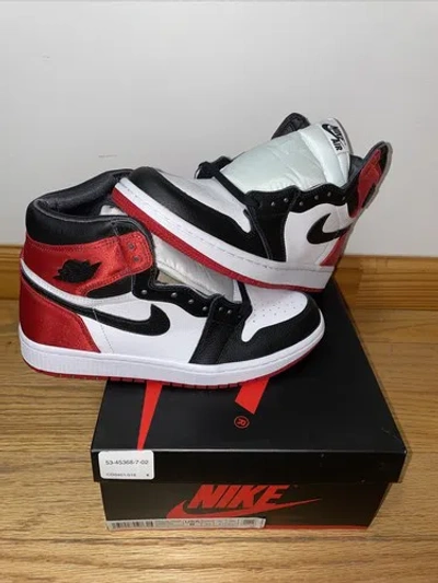 Pre-owned Jordan Wmns Air  1 High Og "satin Black Toe" Cd0461-016 Size 7.5- 12. In Multicolor