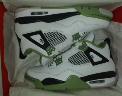 Pre-owned Jordan Wmns Air  4 Retro 'seafoam' White/oil Green-dark Ash Aq9129-103 Size 8.5