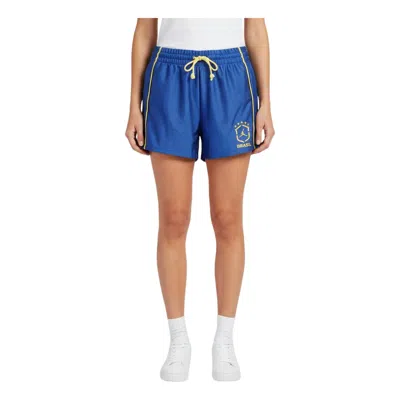Jordan (wmns) Air  Brooklyn Knit Brazil Shorts 'old Royal Yellow Pulse' In Blue
