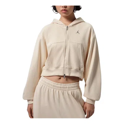 Jordan (wmns) Air  Brooklyn Short Full-zip Hoodie 'pearl White' In Neutral