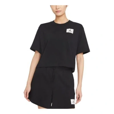 Jordan (wmns) Air  Essentials Boxy Round Neck Pullover Sports Short Sleeve Black T-shirt