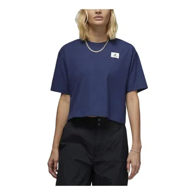 Jordan (wmns) Air  Essentials Boxy T-shirt 'midnight Navy' In Blue