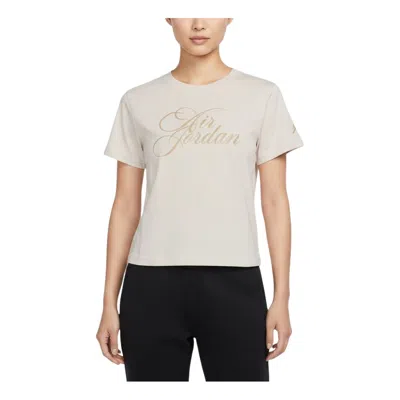 Jordan (wmns) Air  Flight Short-sleeve T-shirt Asia Sizing 'light Brown Pale Red' In White