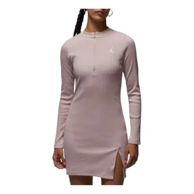 Jordan (wmns) Air  Long Sleeved Knitted Dress 'fossil Lime White' In Purple